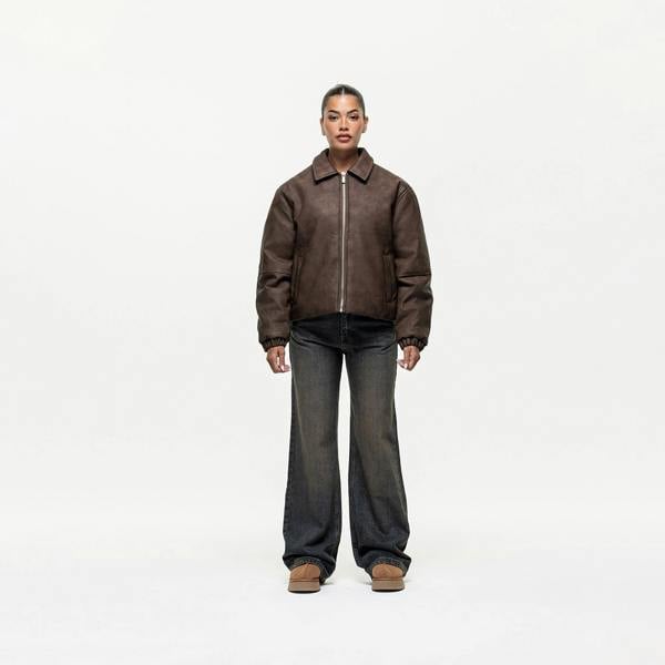 Good For Nothing Brown Vintage PU Coach Jacket - Brown Image 4