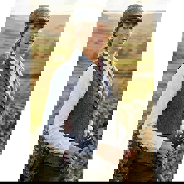 IMW-03 - Women's Grey Tweed Herringbone Blazer Waistcoat-TruClothing