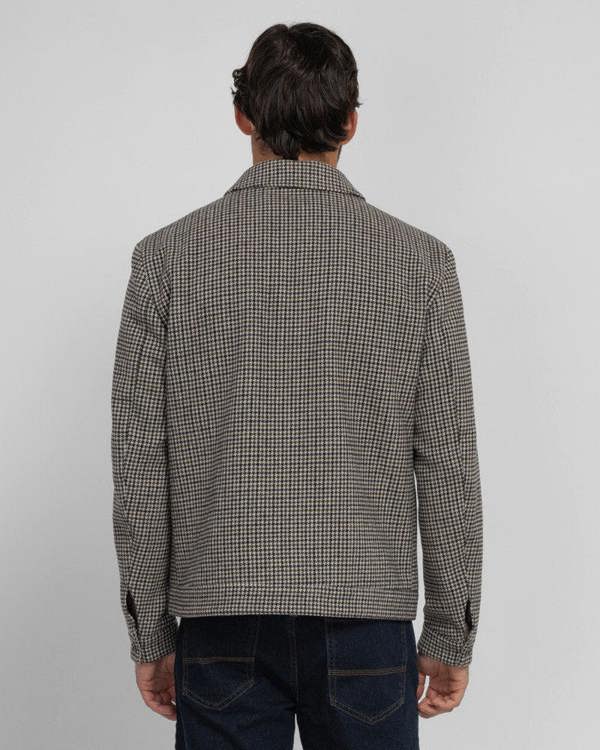Steel & Jelly Hawkridge - Houndstooth Wool Blend Harrington Jacket