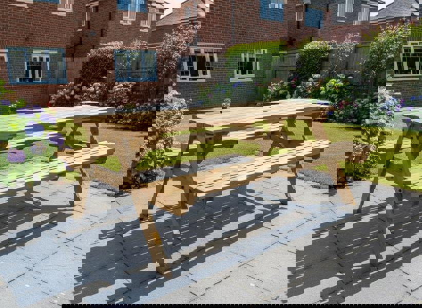 Arbor Garden Solutions Fortem Pub Style Picnic Table and Benches Set - Rustic Finish