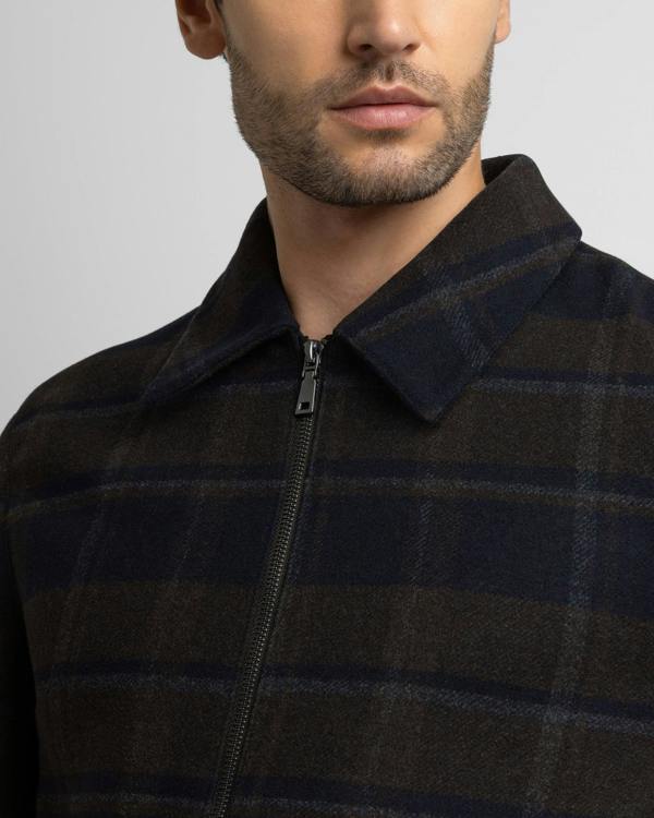 Steel & Jelly Malham - Check Wool Blend Harrington Jacket