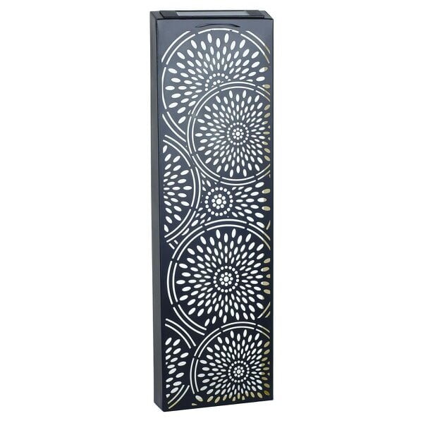 EDH Door Hardware Moroccan Solar Wall Panel – 60 x 20 x 5 CM | Solar-Powered Outdoor Wall Art | Weatherproof Metal Garden Decor with Soft LED Glow