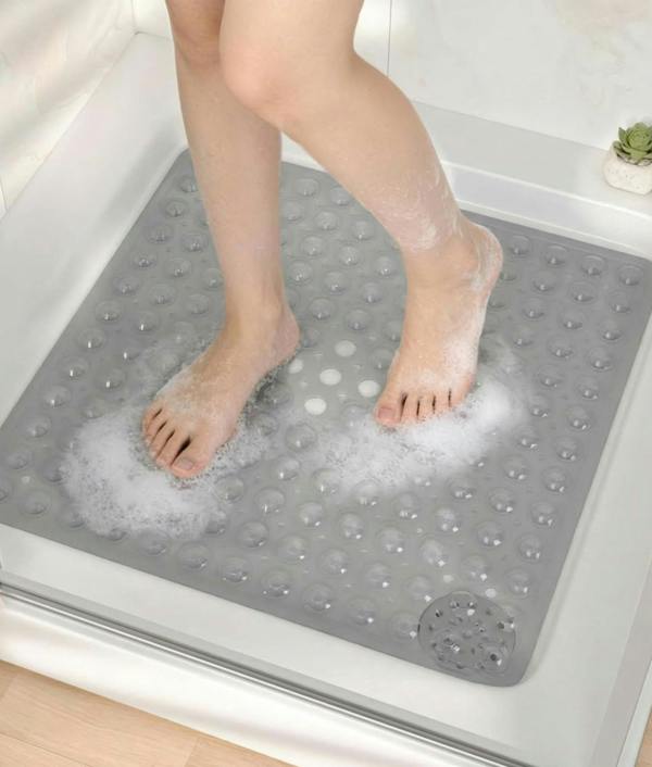 ADOV Square Shower Mat Non Slip Anti Mould, 53 x 53cm Bath Mat for Inside-Shower