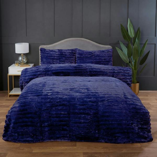 Rabbit Fur Midnight Blue Duvet Cover Set