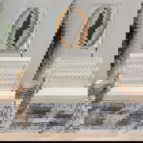 Modern Bench Upholstered Tufted Living Room Living Room Chairs Living and Home Beige