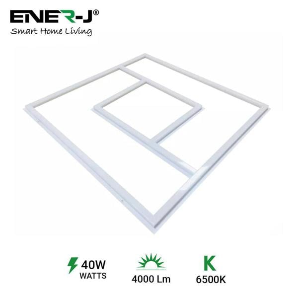 ENER-J 60x60cm LED Panel Light with PD Design - 40W, Cool White, Frame Border Edge Lights | Pack of 6 - 6500K