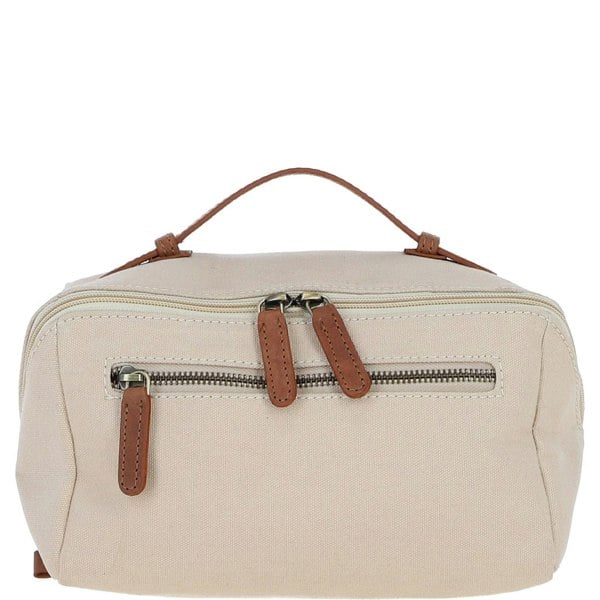 Real Leather X Canvas Washbag: fen-759