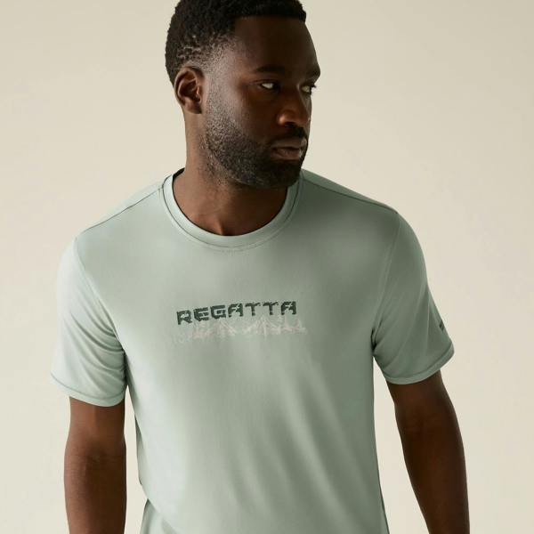Regatta Mens Text Stretch T-Shirt - Glacier Green - 