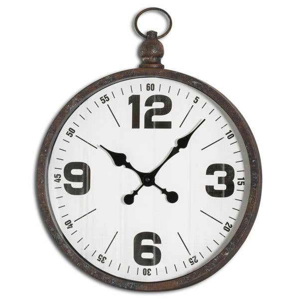 Hill Interiors Hampton Pocket Watch Wall Clock - Brown - 