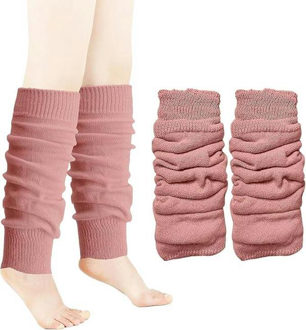 ATEK Womens 80s Leg Warmers Footless Slouch Socks Pink