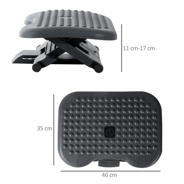 Charcoal grey adjustable footrest platform showing textured top and five-leg base