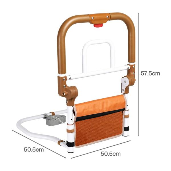 Levede Bed Rail Foldable 2 Handle Adjustable Height Non-Slip Grip Pocket Orange