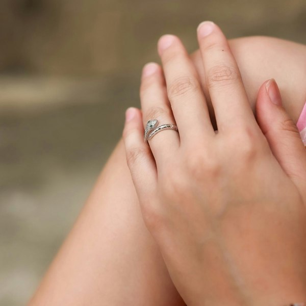 Spero London Pave Snake Ring With Green Eyes in Sterling Silver