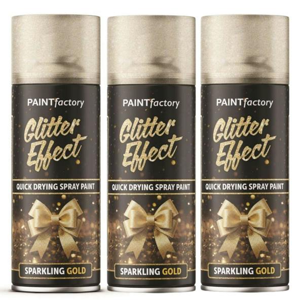 Paint Factory 3X -  Gold Glitter Effect Spray Paint 400ml