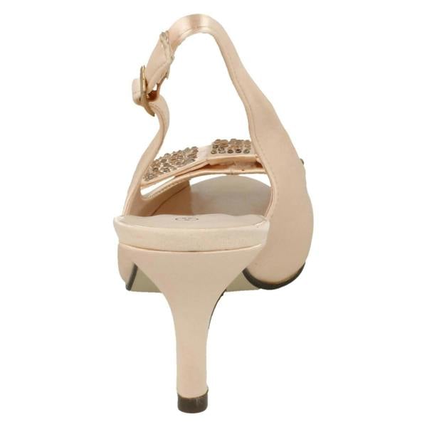 Anne Michelle Ladies Anne Michelle Mid Heel Peep Toe Diamante Bow Vamp Court Shoes