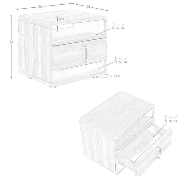 Angel Cerdá Walnut and Black Pvc Bedside Table 7225