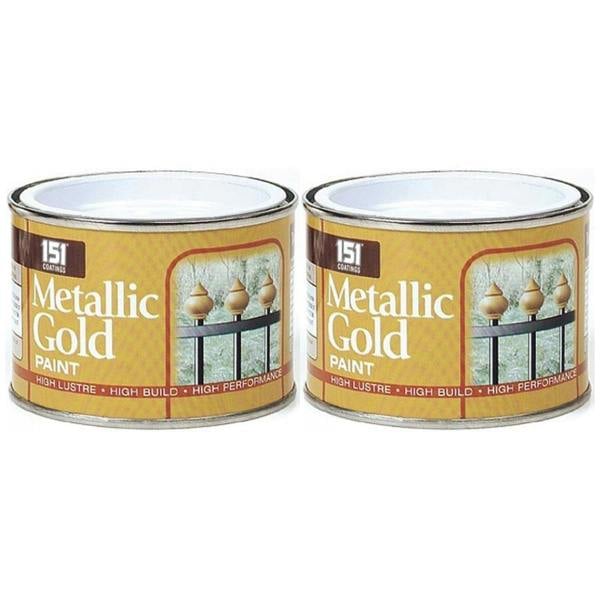151 2X Metallic Gold Paint Tin 180ml