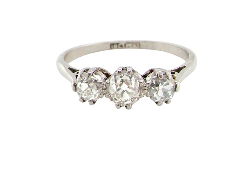 vintage three stone diamond ring