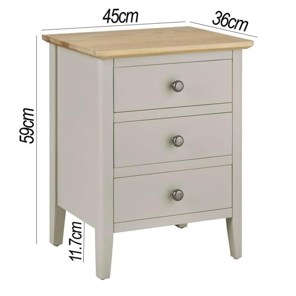 Statement Furniture Pembroke Bedside Table with 3 Drawers and Oak Top