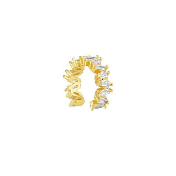 Spero London Irregular Baguette Ear Cuff No Piercing Sterling Silver - Single