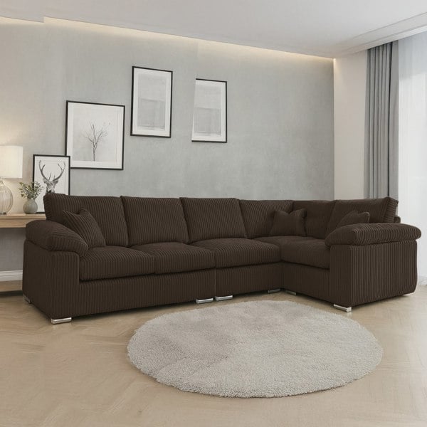 Furnishings For Less Delta Full Jumbo Cord 5 Seater L Shaped Corner Sofa