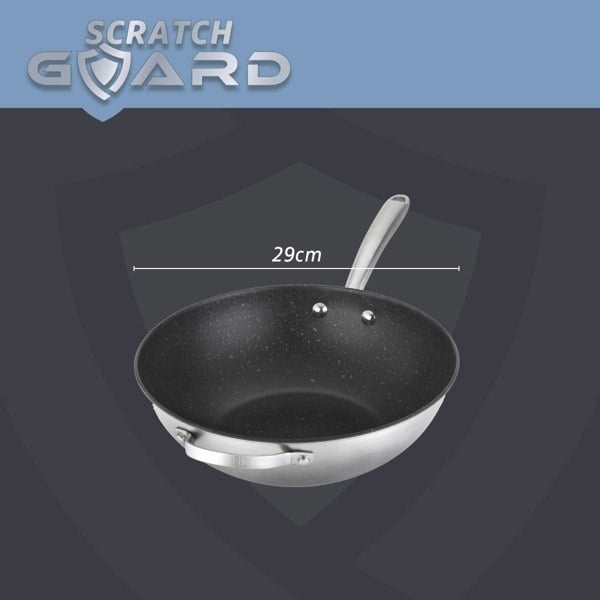 Prestige Scratch Guard Wok Pan Stainless Steel Modern Induction Fry Pan - 29 cm