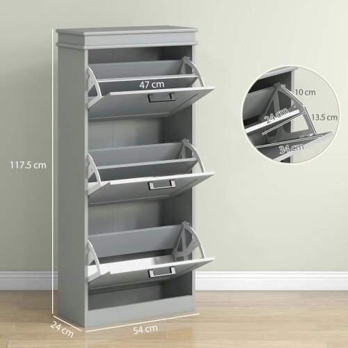 Wyld Haus Keliba Kaha Wooden Grey Minimal 3 Drawer Shoe Cabinet