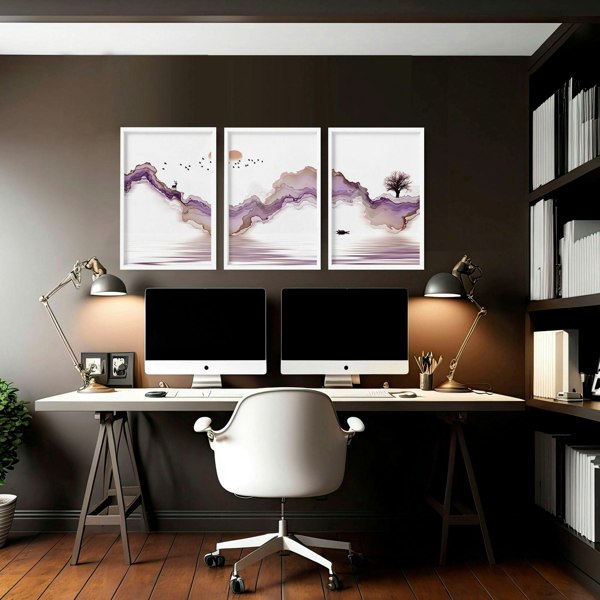 Paintings for office walls | set of 3 Japanese wall art