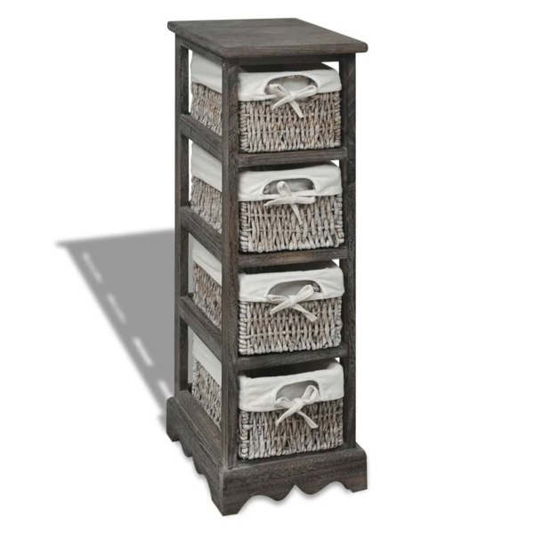 Berkfield Wooden Storage Rack 4 Weaving Baskets Brown