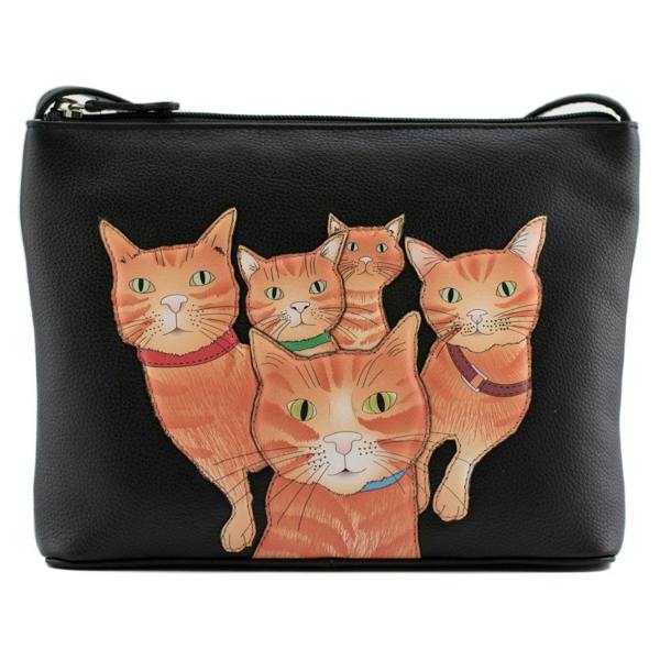 Mala Leather Kitty Crew Small Leather Cross Body Bag with Ginger Cat Appliqué