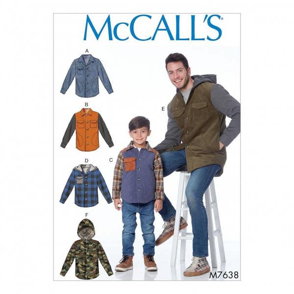 McCalls 7638 Paper Sewing Pattern – Men's & Kids' Jacket & Hoodie, Intermediate