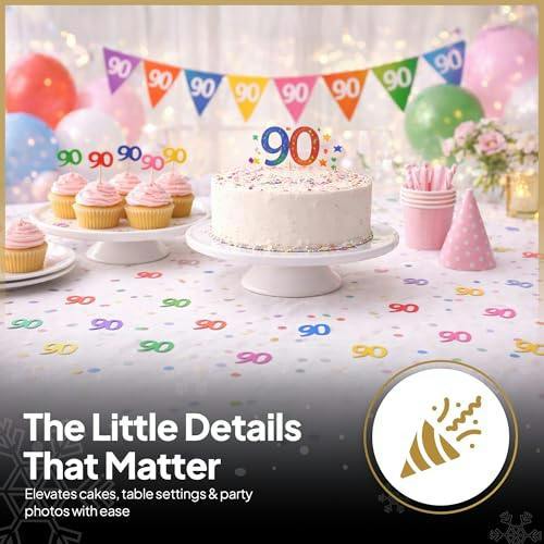 90th Birthday Multicolour Metallic Foil Confetti Table Decoration Set, Available in 1, 2 or 4 Packs image 6