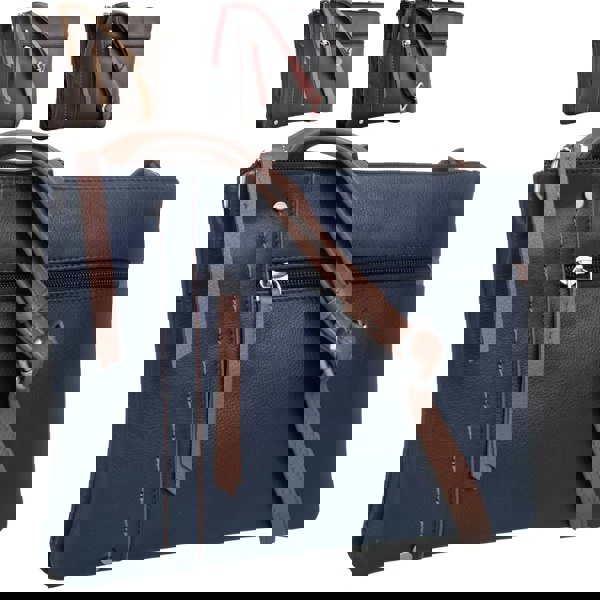 Mala Leather Orta Classic Leather Two Tone Double Pocket Cross Body Bag