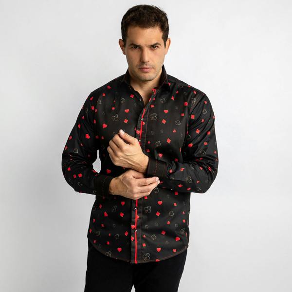 CARD SYMBOLS PRINT SHIRT – Premium Men's Patterned Shirt by Claudio Lugli | Bold Design, Tailored Fit, Best Printed Shirts