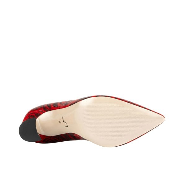 Embassy London Sophia Hollywood - Red - Women's pointed 3 inch heel pump in red rose print leather