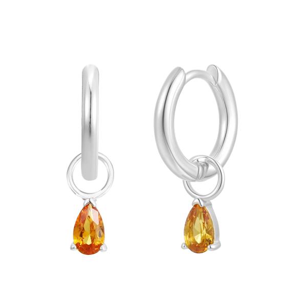 Gold Trip November Huggie Hoop Birthstone Charm Earrings