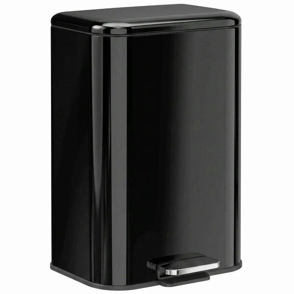 20 L Kitchen Pedal Bin, Metal Rubbish Bin with Removable Inner Bucket, Soft-Close & Stay-Open Lid, High Gloss Black