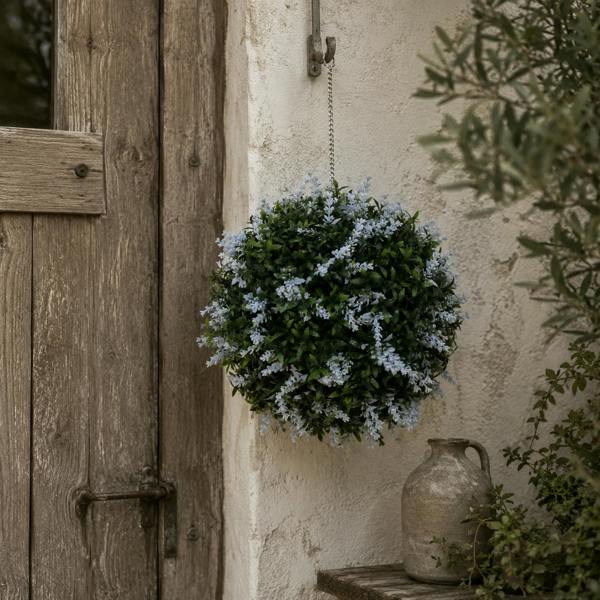 Wyld Haus Maka Nosa Set Of 2 UV Resistant Artificial Topiary Ball Plants In Blue