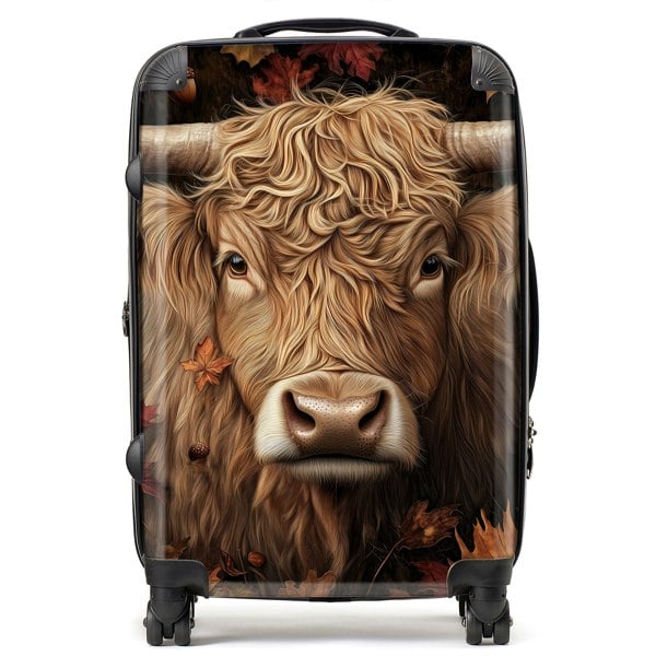 Warren Reed Highland Cow in Autumn Suitcase