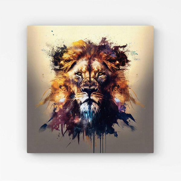 Warren Reed Majestic Lion Face Splash Art Canvas