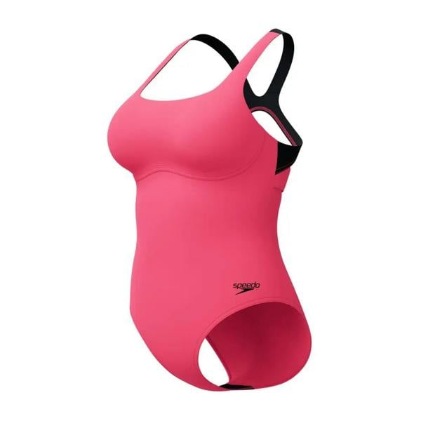 Pink Speedo Flex Band Swimsuit in endurance+ max fabric with black accents