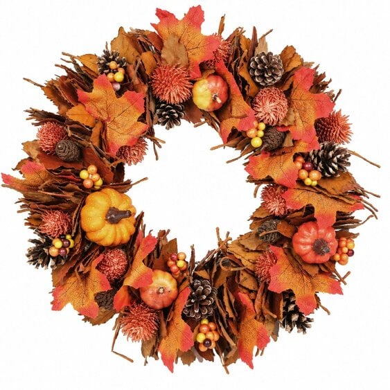 Neo Autumn Door Wall Wreath Pumpkins Berries 50 cm