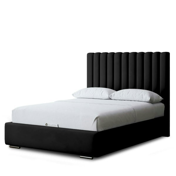 DS Living Evangeline Divan Bed with Upholstered Headboard - Black - Single / 3ft