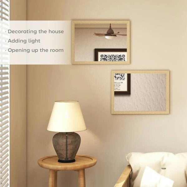 Bobobiy Wall Bathroom Mirror, 30 x 40 cm Wall-Mounted Mirror for Living Room, Bedroom, Hallway, Set of 2, Natural