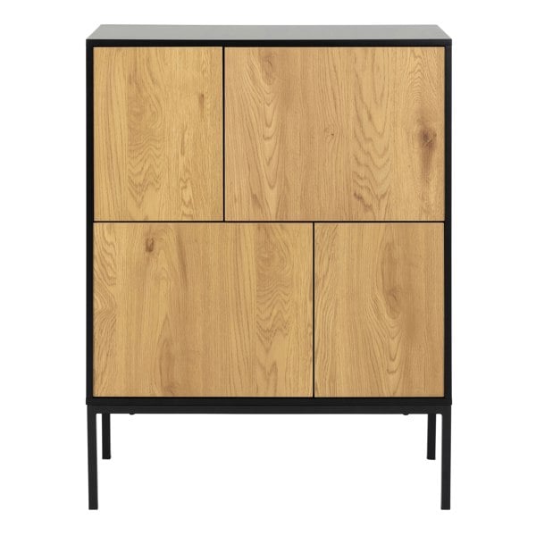 Furniture To Go Seaford 4 Door Sideboard in Black & Oak