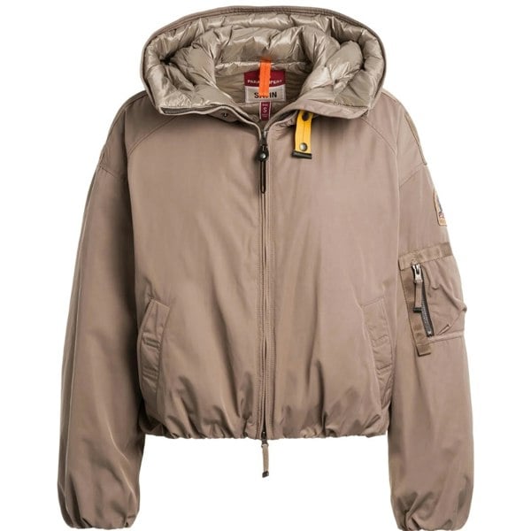 Parajumpers NAADZ PWJKIN31 776 Atmosphere Light Brown Oversize Down Bomber Jacket Womens S