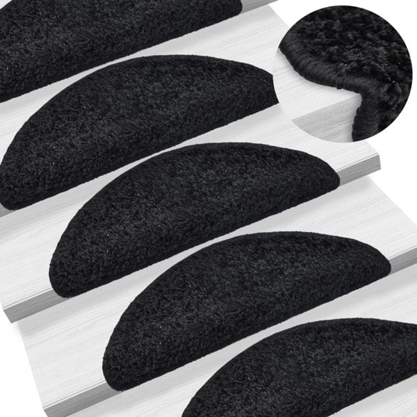 Berkfield Stair Mats 10 pcs 65x21x4 cm Black