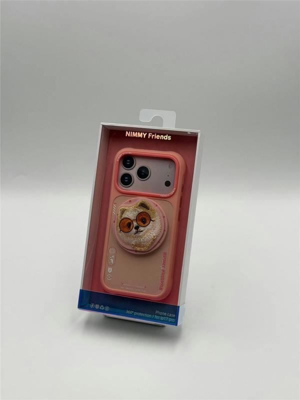 Nimmy Friends Nimmy Glass Cool Dog Face Case with Detachable MagSafe Grip Stand for iPhone 17 Pro 6.3" Pink - N-YJKM-CXZJ-IP17-PRO-031