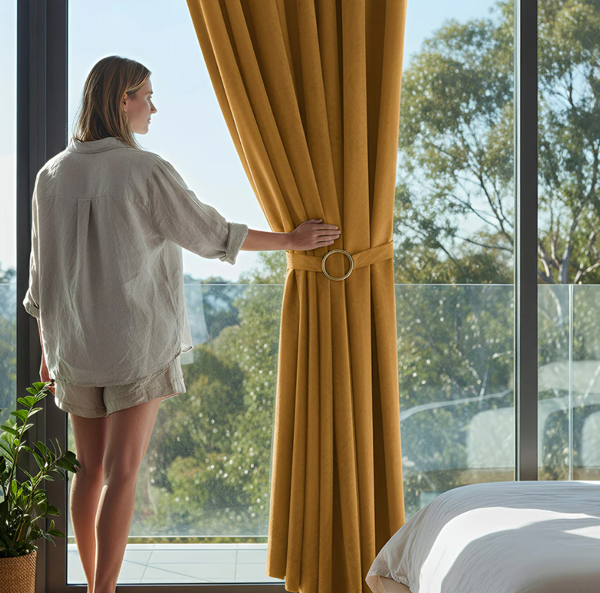 Anydrape 300cm Mustard High Quality Modern Velvet Blackout Curtains for Living Room Bedroom Dining Luxury Window Drape