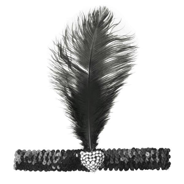 Bristol Novelty Unisex Adults Crystal Heart Flapper Headband - Black/Silver - 
